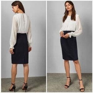 NWT Ted Baker Lizzata White And Navy Dress